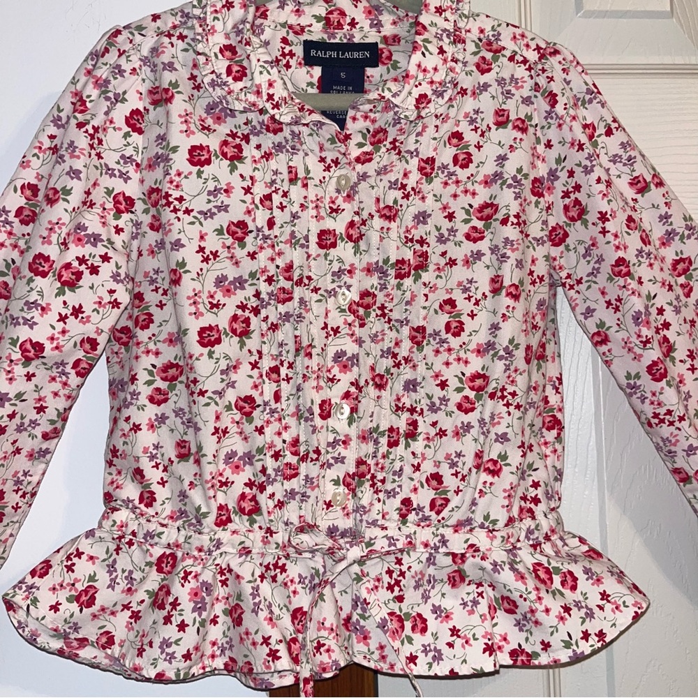 Ralph Lauren Floral Cotton Peplum Blouse